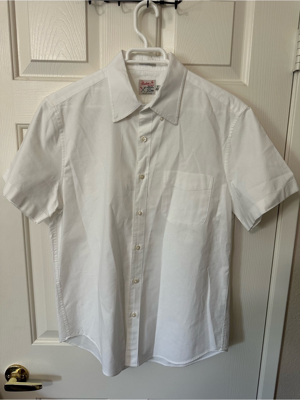 Men's J.Crew Organic Cotton Short Sleeve Button-Up Shirt - White Medium